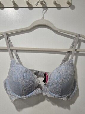 La Senza Light Blue Lace Overlay Push Up Bra Size 36B